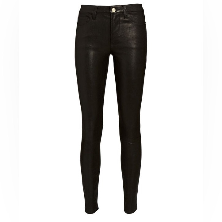 Frame Leather Le High Skinny Pants Washed Black Nwt